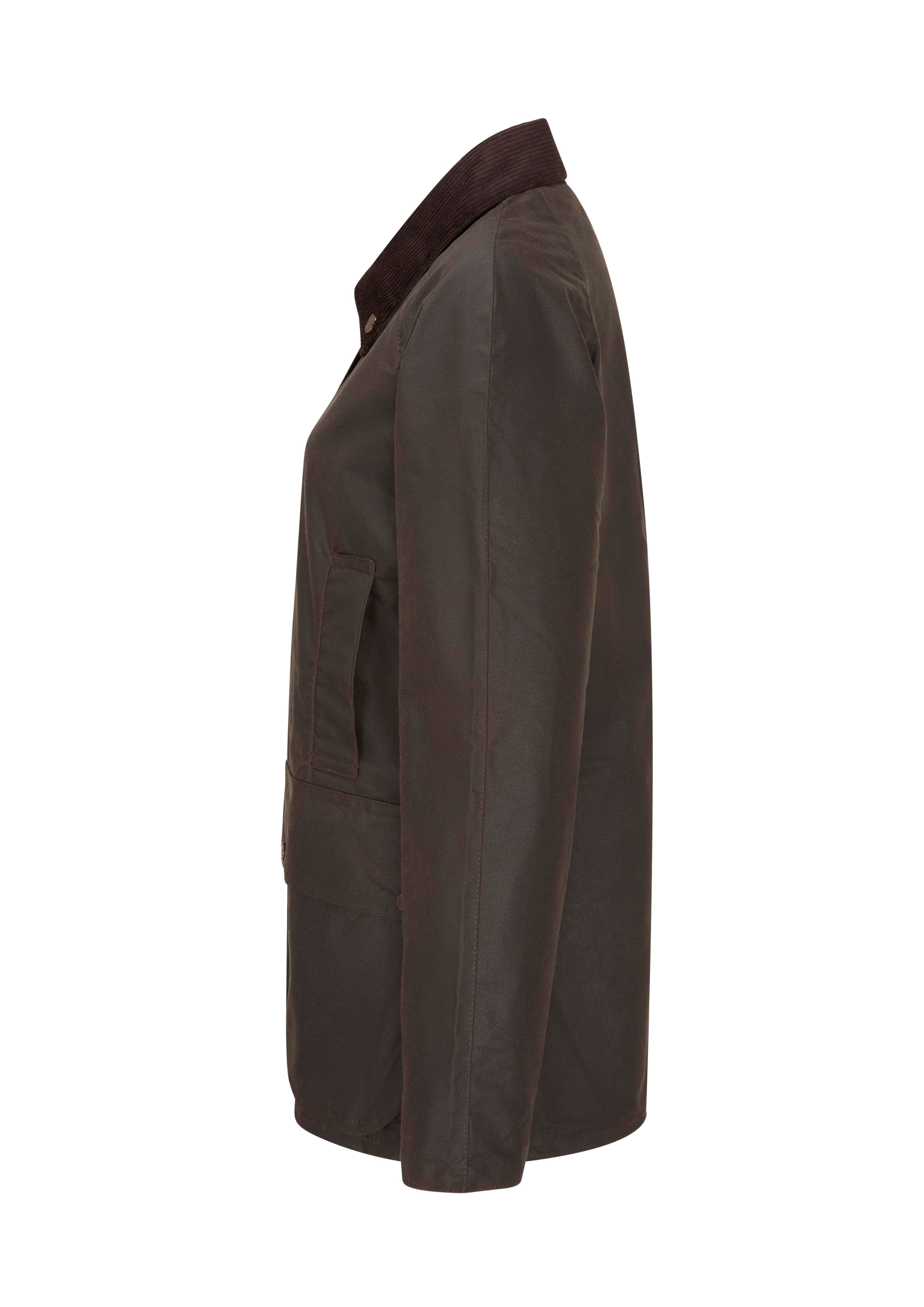 W24 - Women's Countrygirl Wax Jacket - BROWN - Oxford Blue