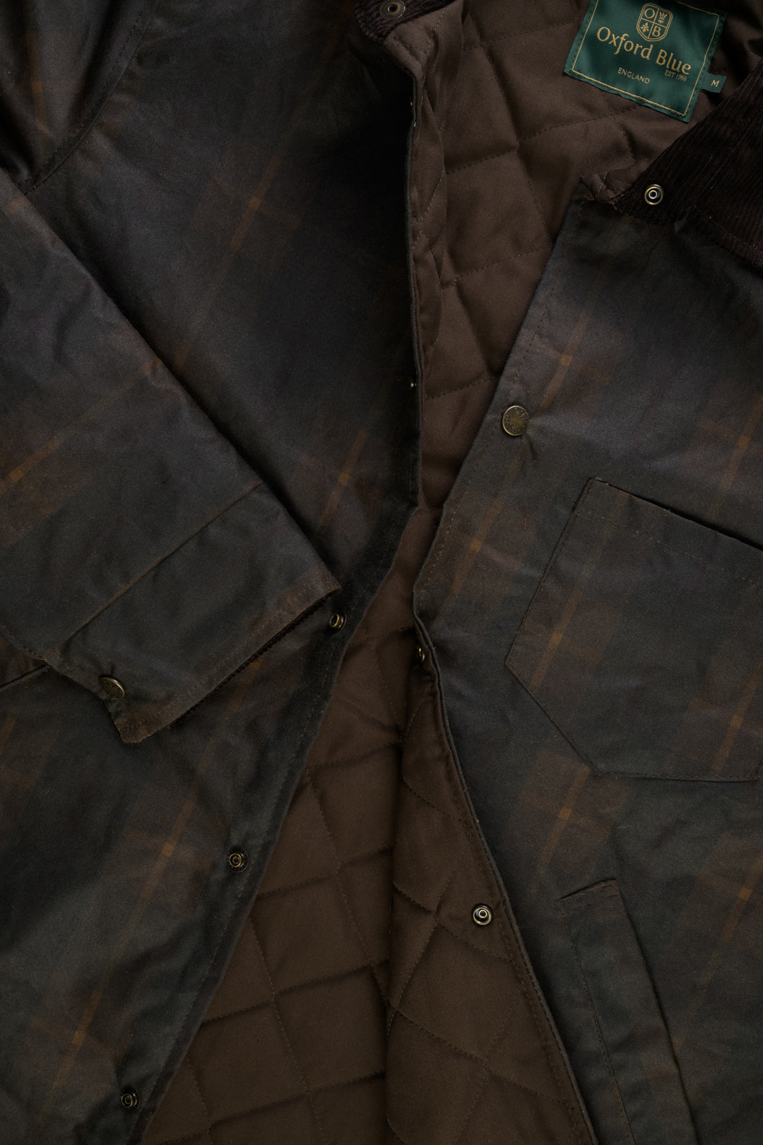 W26T - Men's Alum Tartan Waxed Oveshirt - HONEY - Oxford Blue