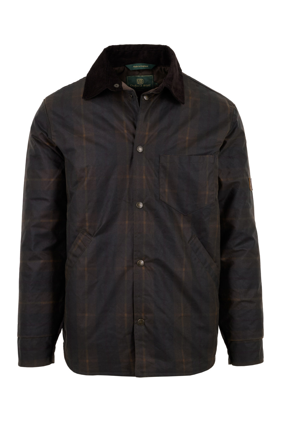 W26T - Men's Alum Tartan Waxed Oveshirt - HONEY - Oxford Blue