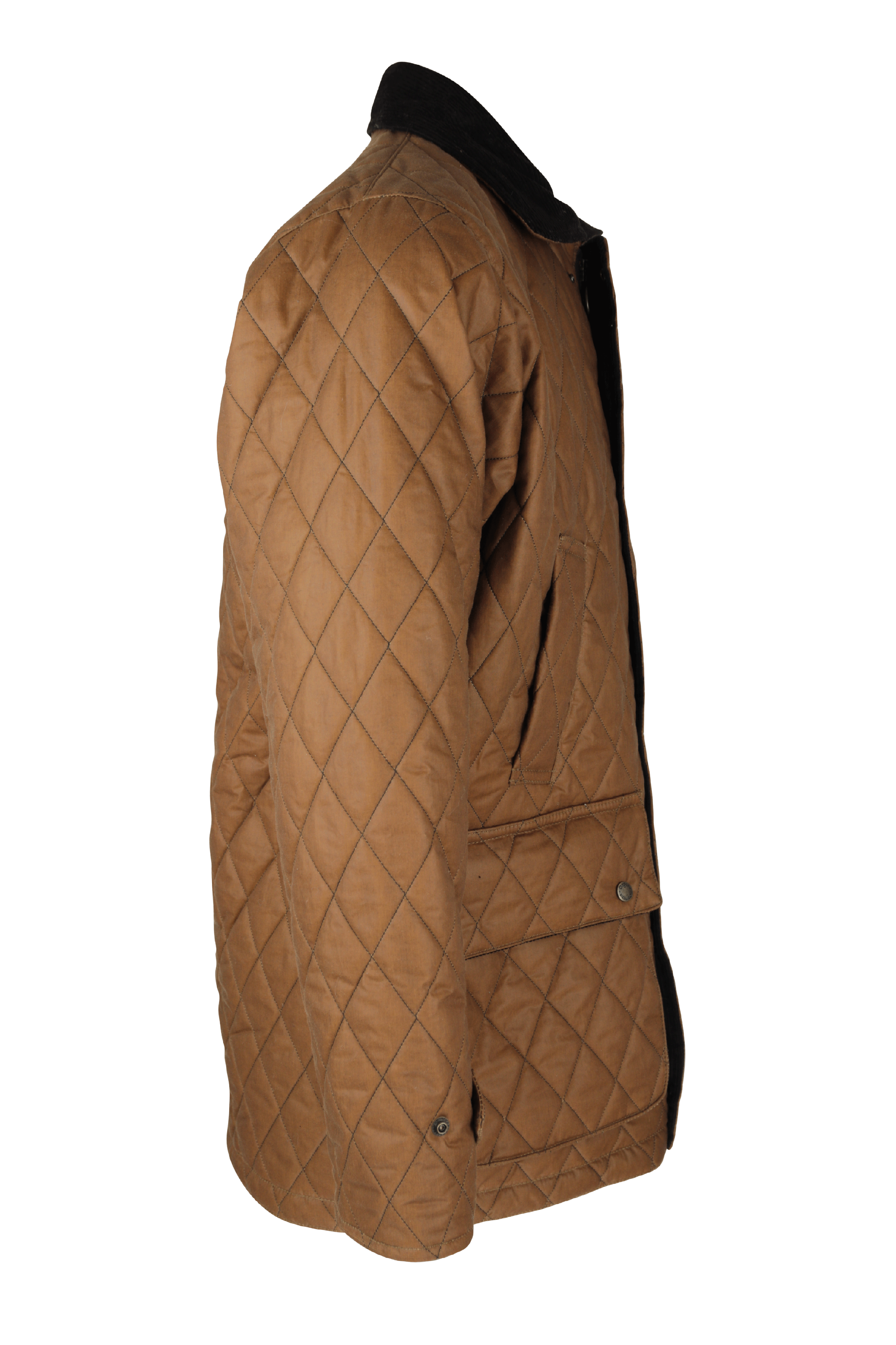 W27 - Men's Aarhus Quilted Wax Coat - SAND - Oxford Blue