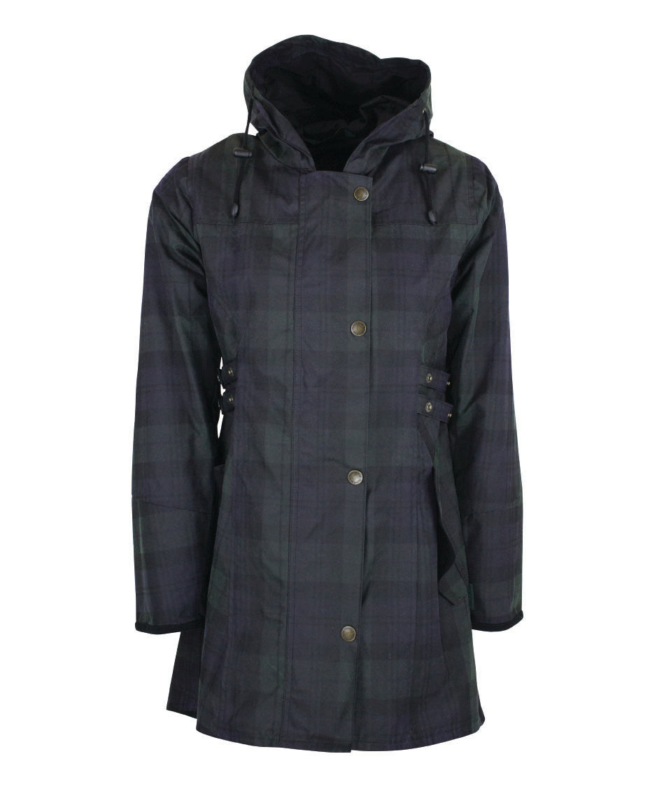 W315 - Women's Wax Tartan Hooded Katrina - BLACKWATCH - Oxford Blue
