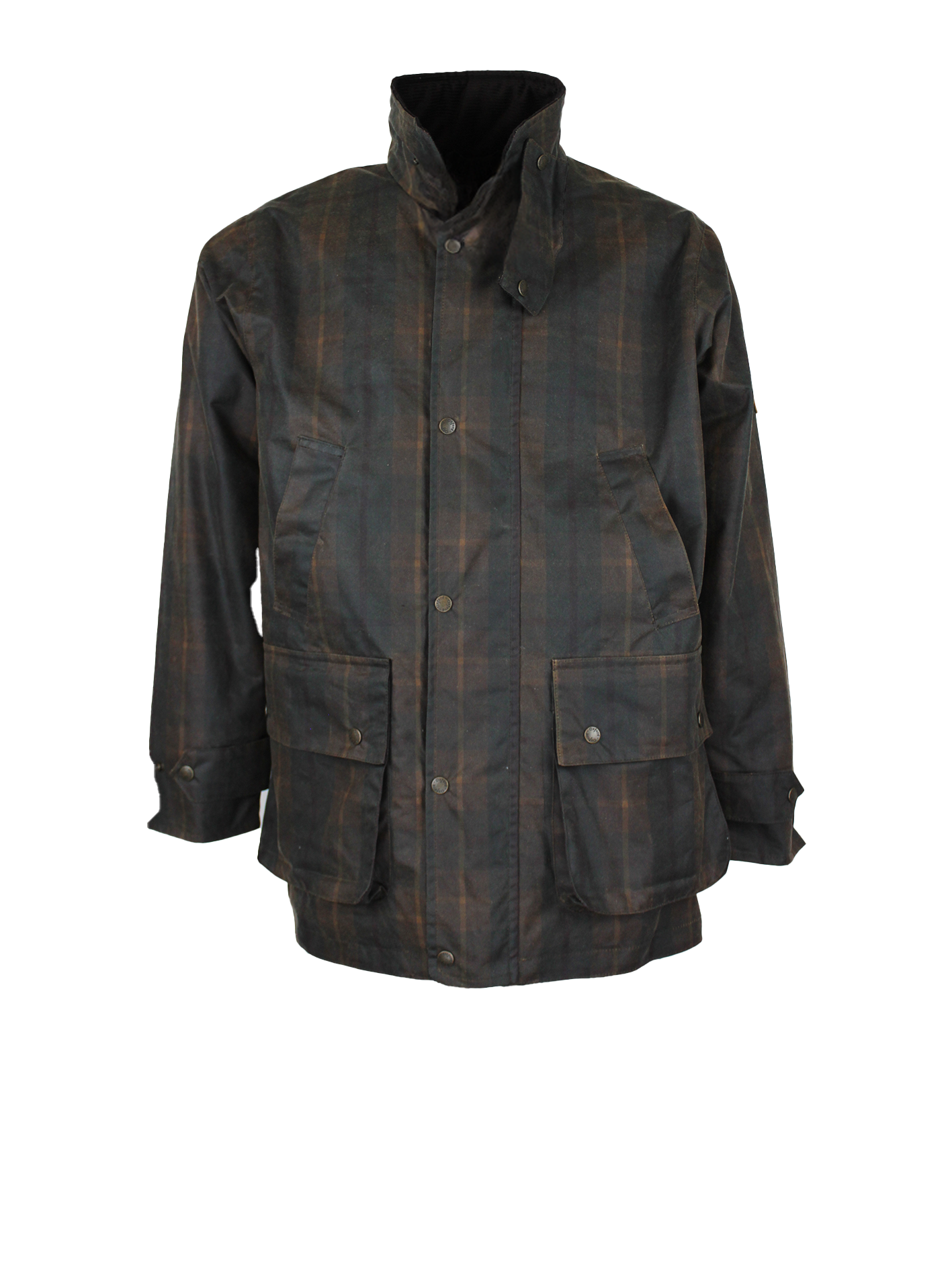 W41 - Men's Tartan Kingsbridge Padded Wax Coat - HONEY - Oxford Blue