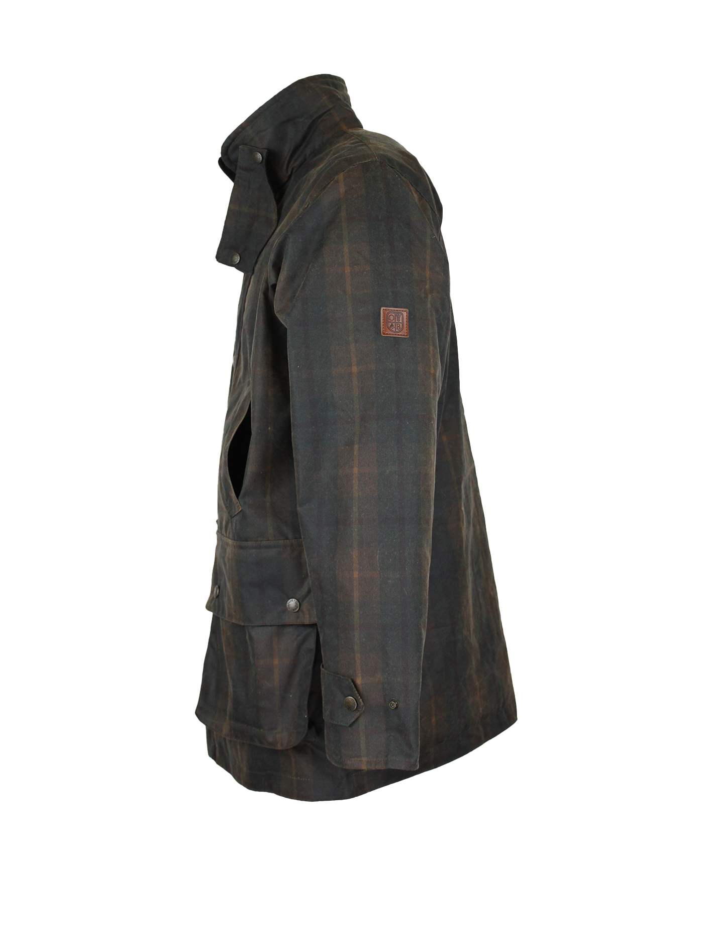 W41 - Men's Tartan Kingsbridge Padded Wax Coat - HONEY - Oxford Blue