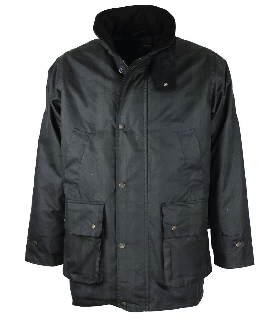 W41 - Men's Tartan Kingsbridge Padded Wax Coat - BLACKWATCH - Oxford Blue