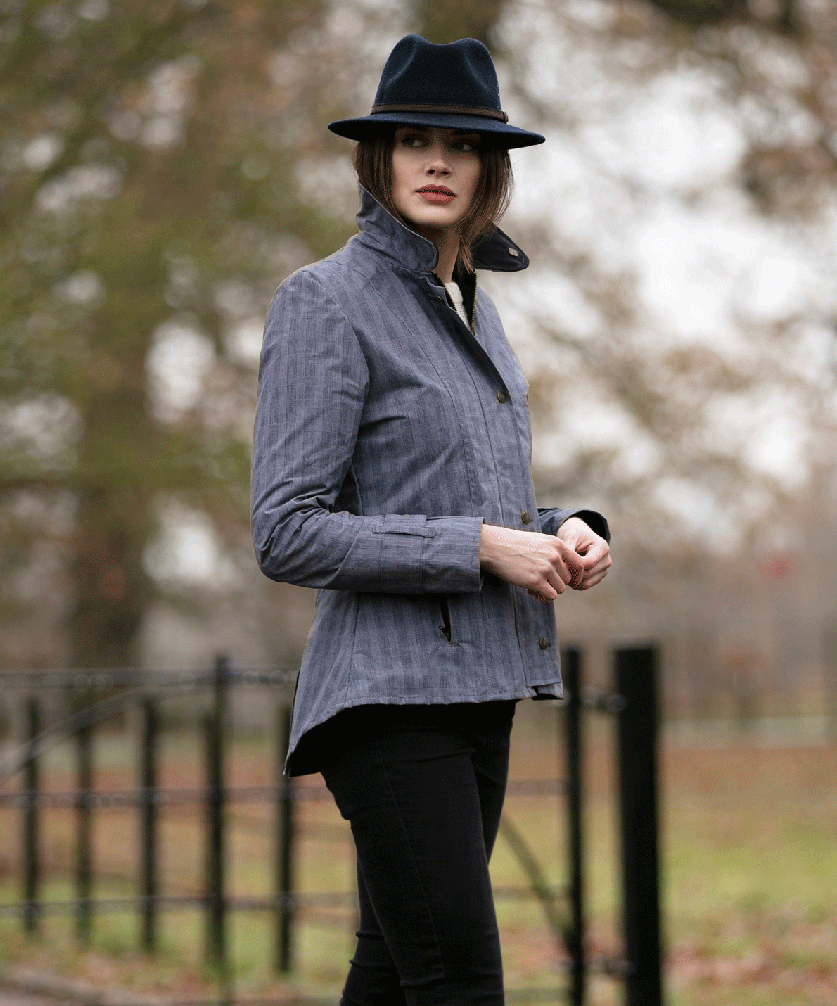 W44 - Ladies Tartan Washwax Ambre - PRINCE OF WALES - Oxford Blue