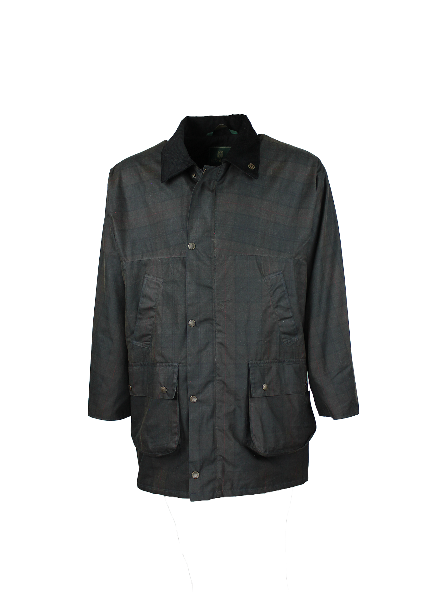 W68 - Men's Tartan Countryman Wax Jacket - IONA - Oxford Blue