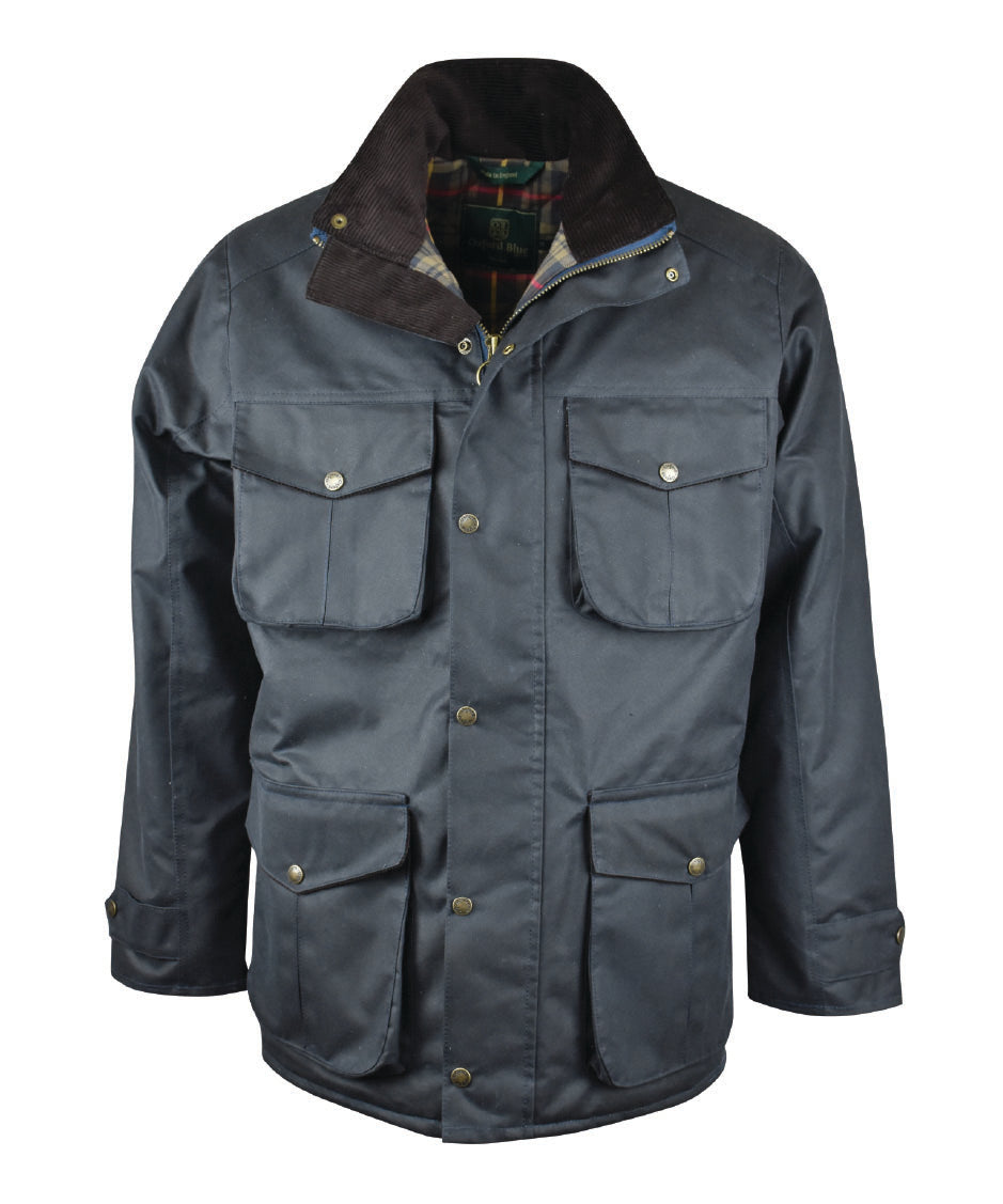 W71 - Men's Fiskar Padded Wax Coat - NAVY - Oxford Blue