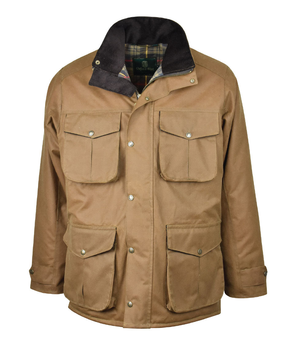 W71 - Men's Fiskar Padded Wax Coat - SAND - Oxford Blue