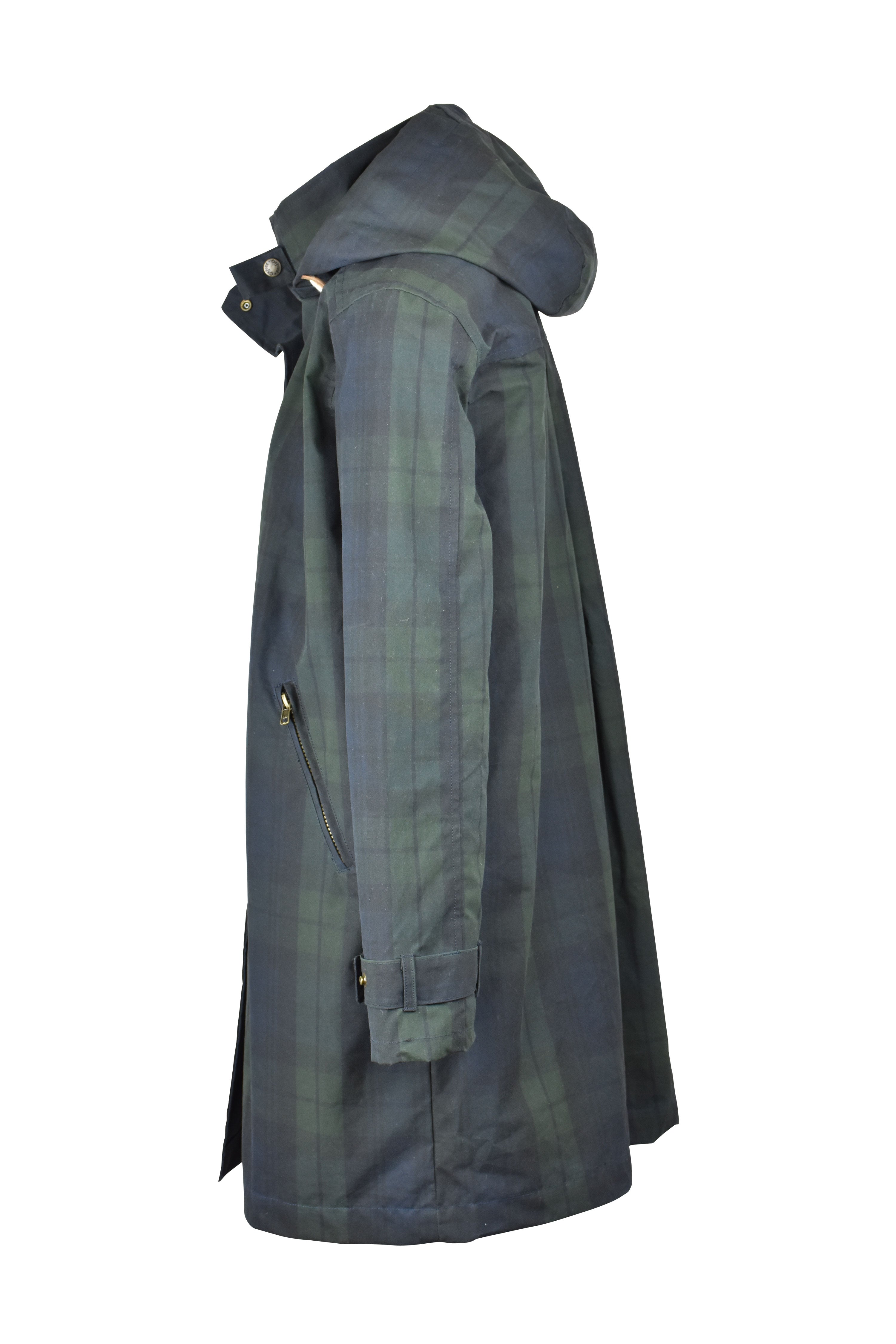 W77 - Ladies Brighton Tartan Washwax Parka - BLACKWATCH - Oxford Blue