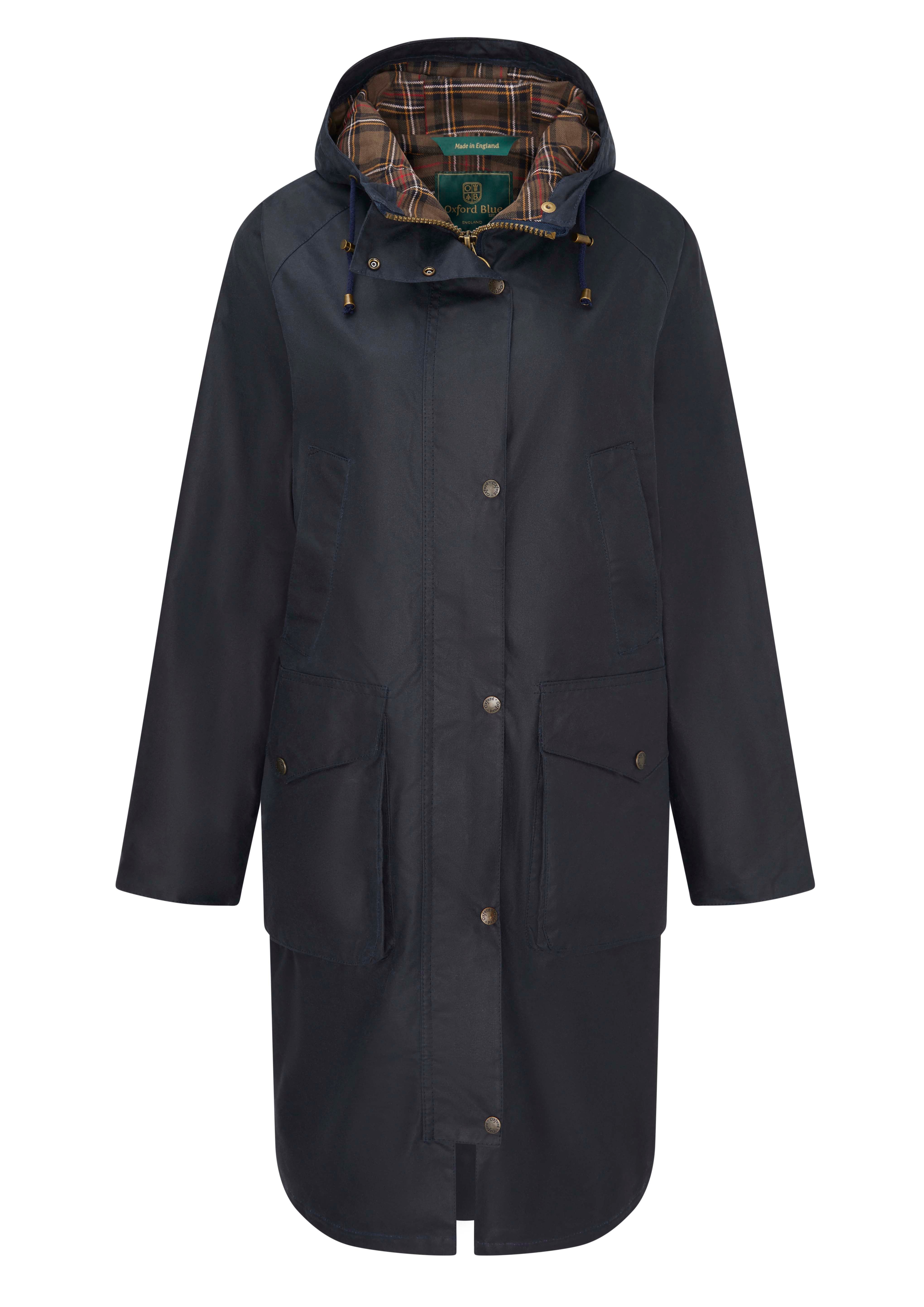 W96 - Women's Devon Wax Coat - NAVY - Oxford Blue