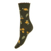 Dark green leaves and flowers wool blend socks - Oxford Blue