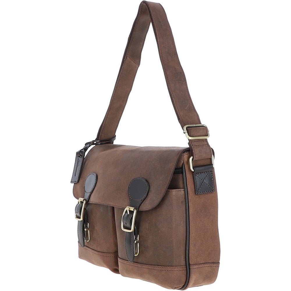 Edward Leather Messenger Bag - BROWN - Oxford Blue