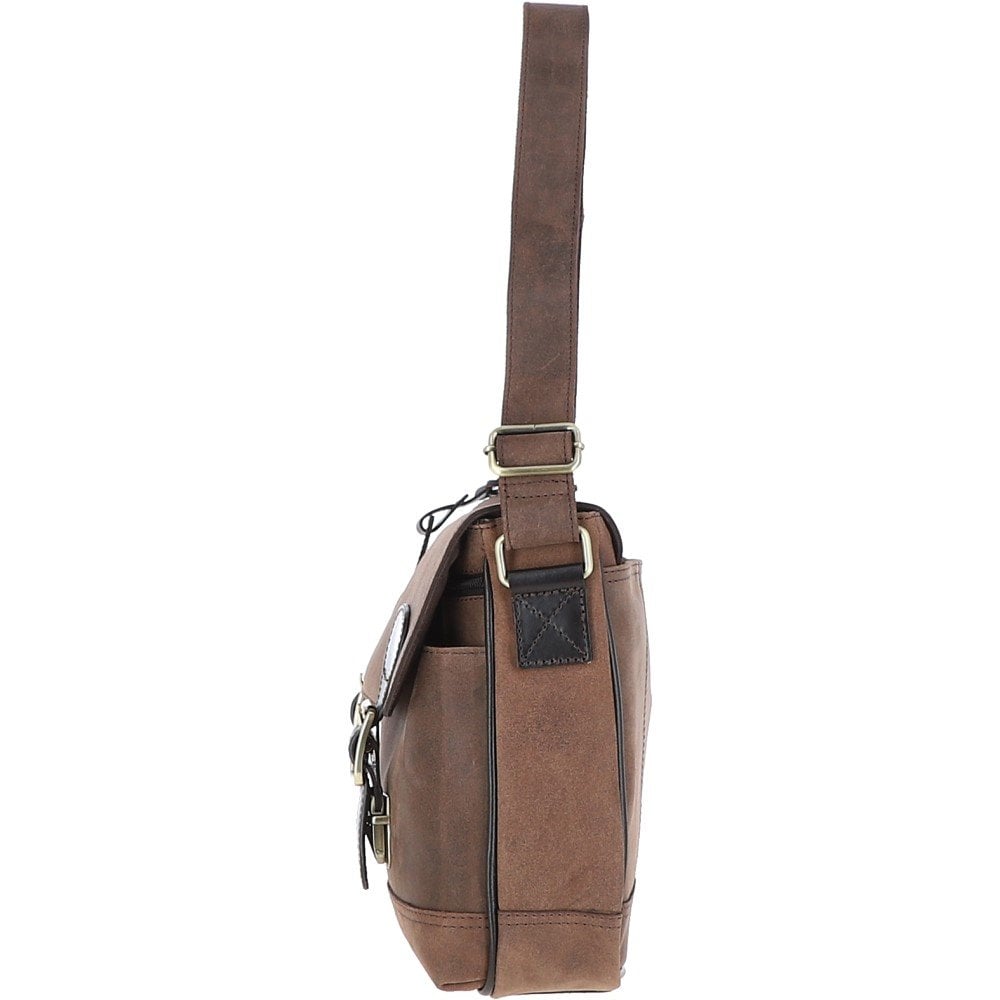 Edward Leather Messenger Bag - BROWN - Oxford Blue