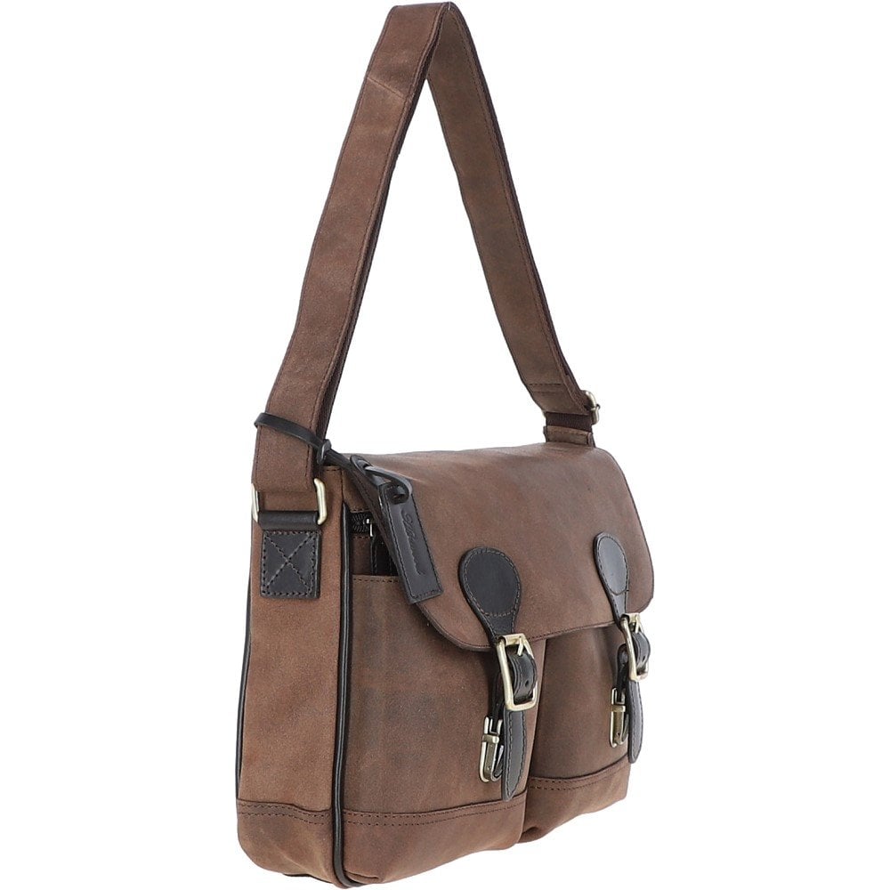 Edward Leather Messenger Bag - BROWN - Oxford Blue