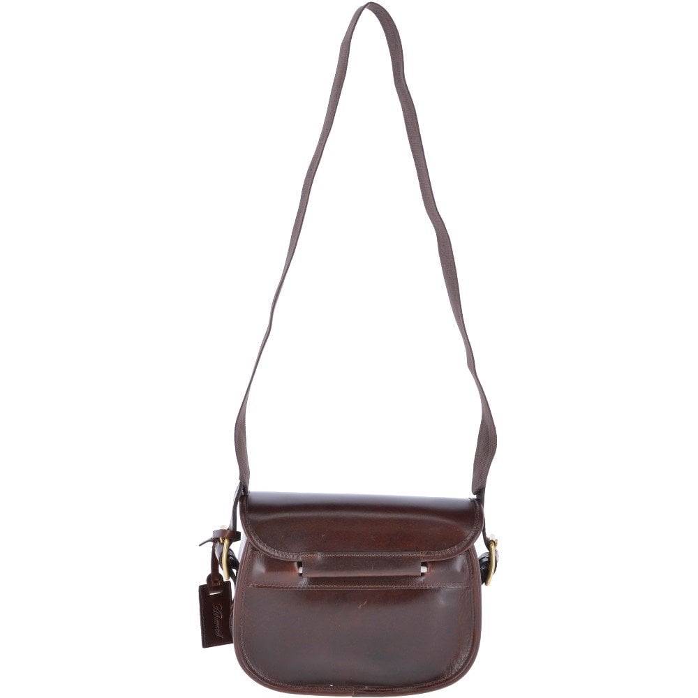 Maddox Leather Cartridge Bag - BRANDY - Oxford Blue