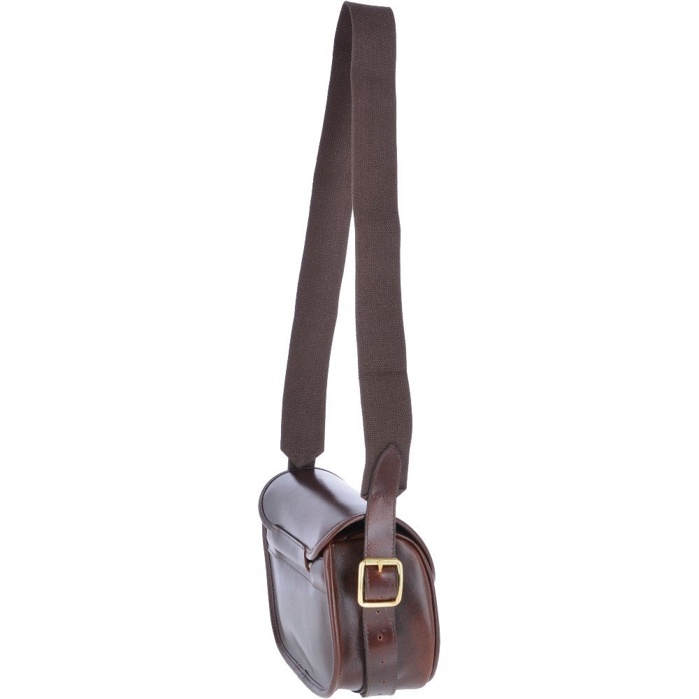 Maddox Leather Cartridge Bag - BRANDY - Oxford Blue