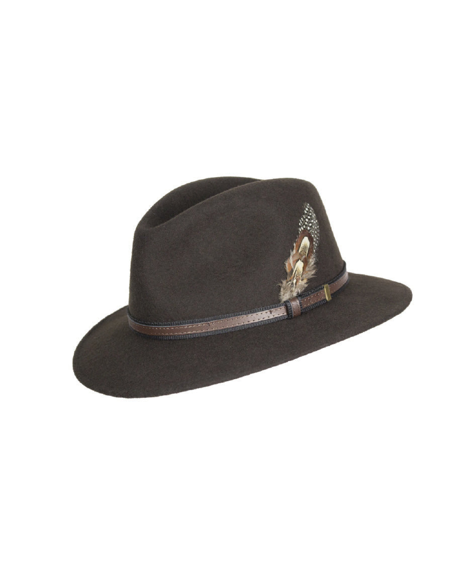 HW01 - Unisex Fedora Wool Hat - BROWN - Oxford Blue