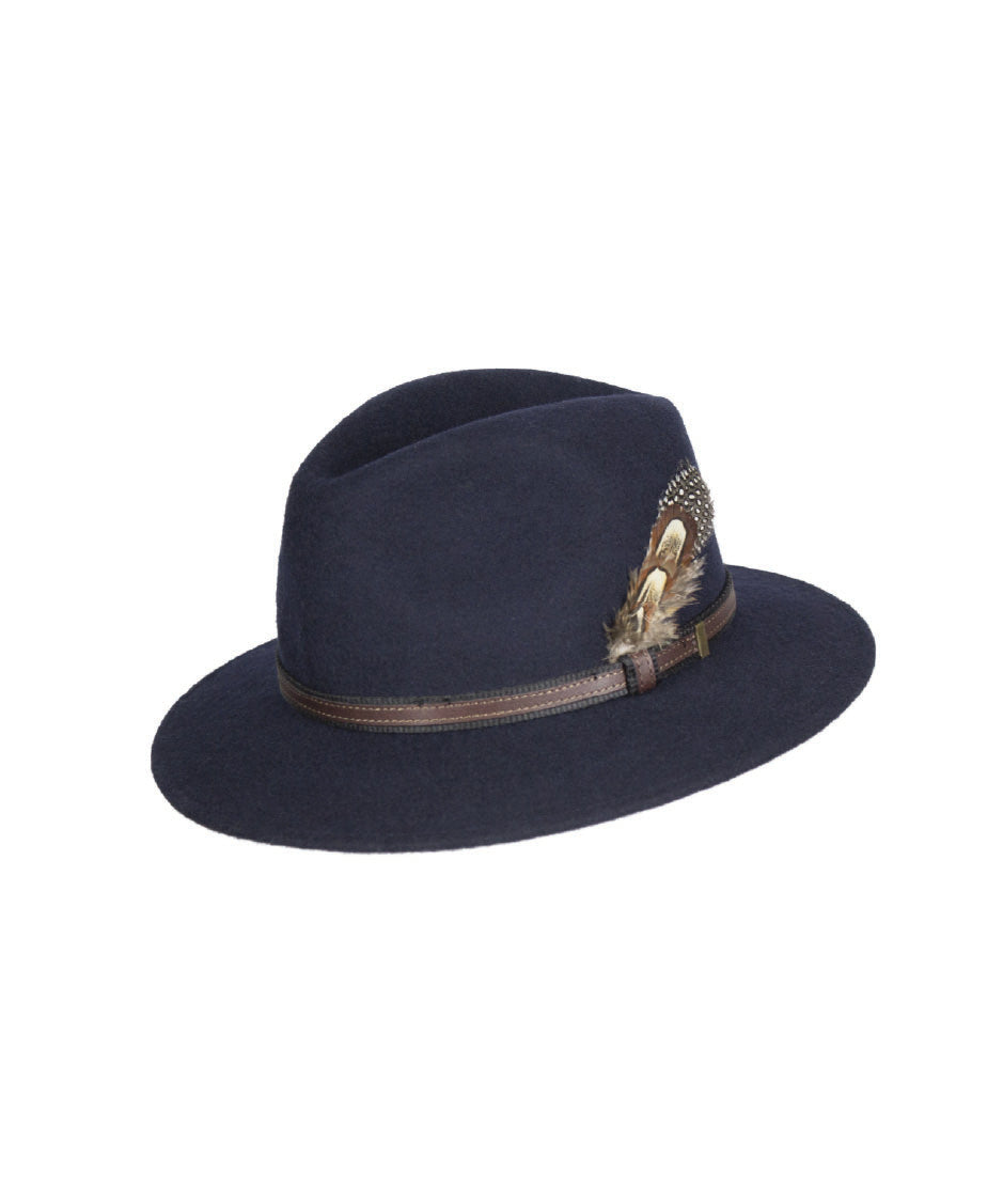 HW01 - Unisex Fedora Wool Hat - NAVY - Oxford Blue