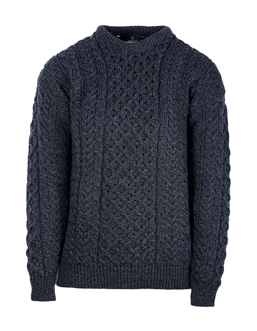 Traditional Unisex Aran Sweater - CHARCOAL - Oxford Blue