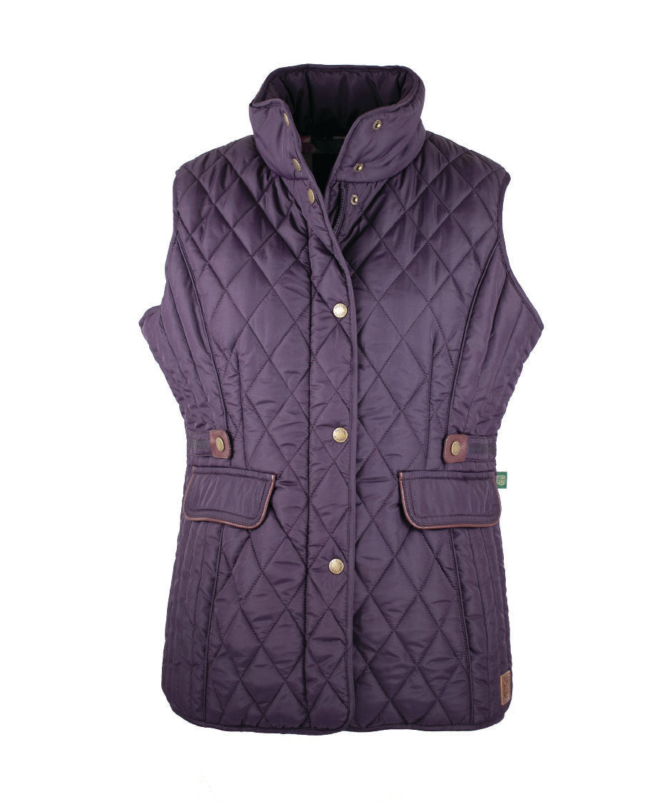 LJ001 - Ladies Maya Quilted Gilet - PLUM - Oxford Blue