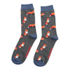 Mens Foxes Socks - Charcoal - Oxford Blue