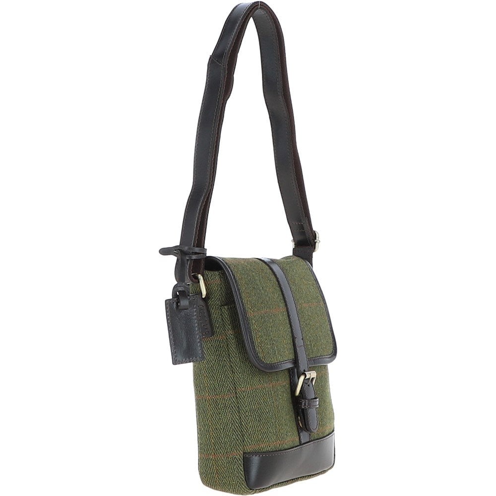 Toby Leather/Tweed Cross Body Bag - LOVAT (5433/22) - Oxford Blue