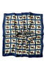 Horse Riding Print Square Scarf - Navy Blue - Oxford Blue