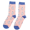 Women's Sitting Dogs Socks - Dusky Pink - Oxford Blue