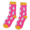 Women's Sitting Dogs Socks - Hot Pink - Oxford Blue