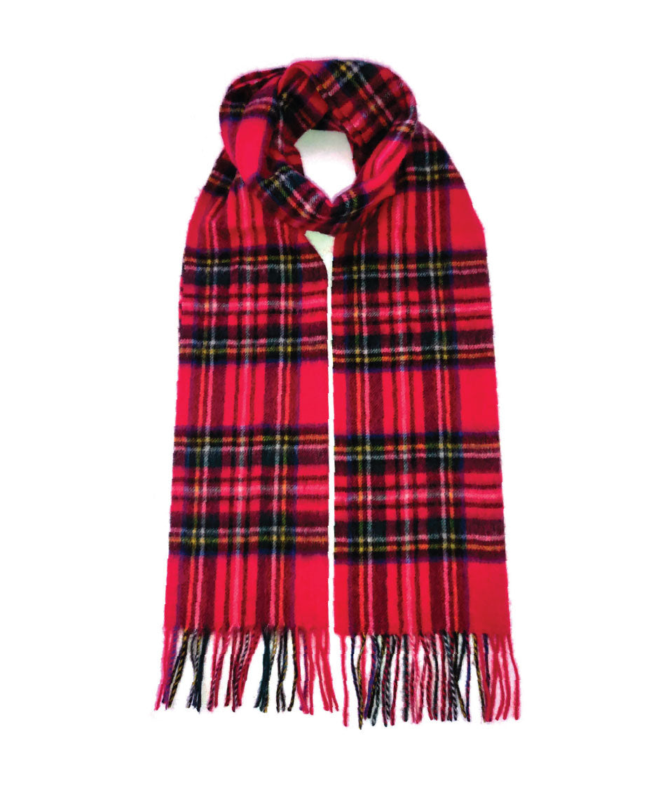 Royal Stewart Lambswool Check Scarf - Oxford Blue