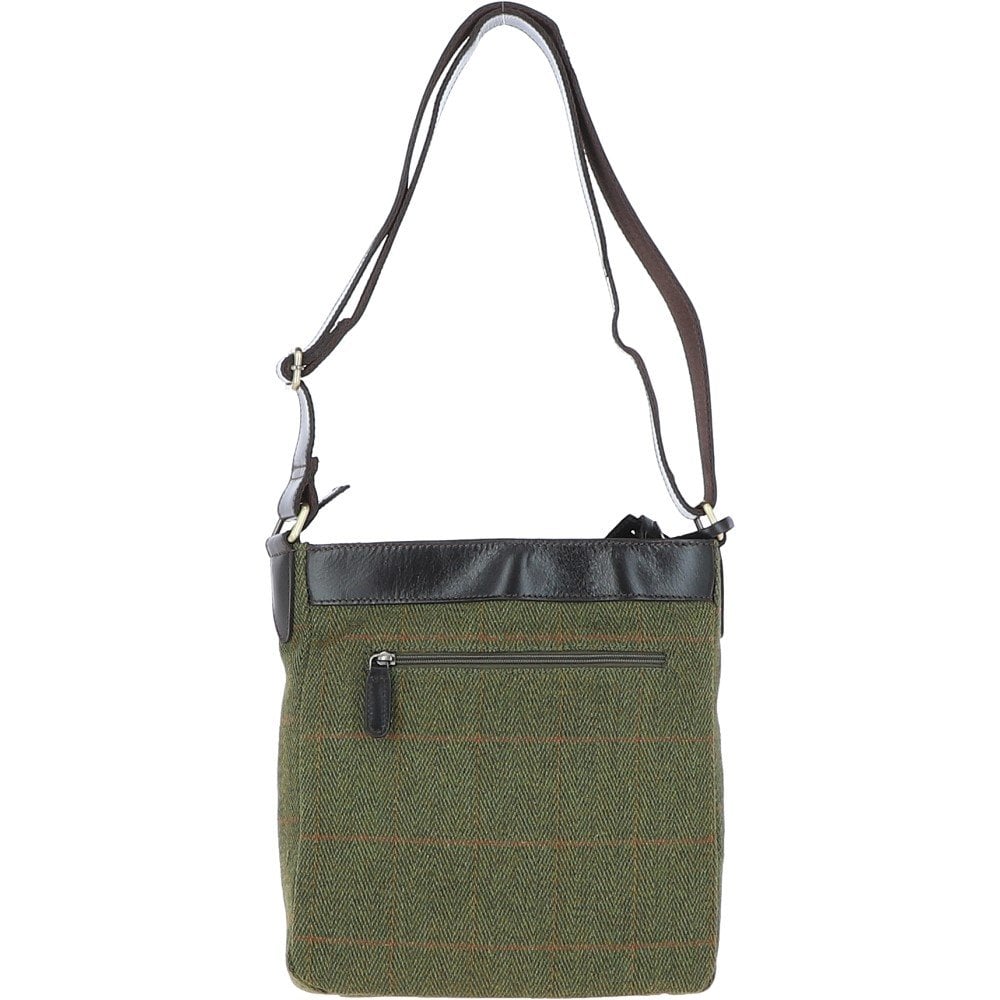 Doug Leather/Tweed Cross Body Bag - LOVAT (5433/22) - Oxford Blue