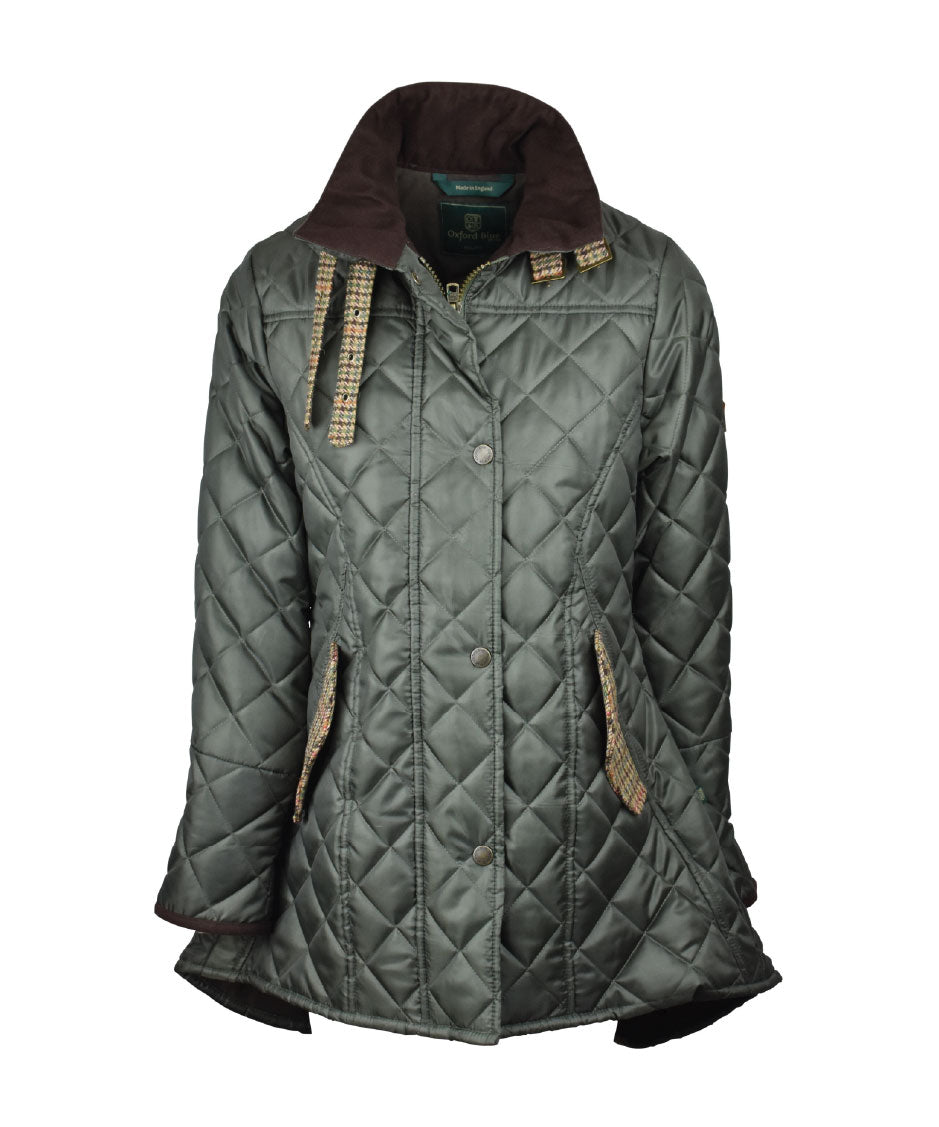 W15 - Womens Roxy Quilted Jacket - DARK OLIVE - Oxford Blue