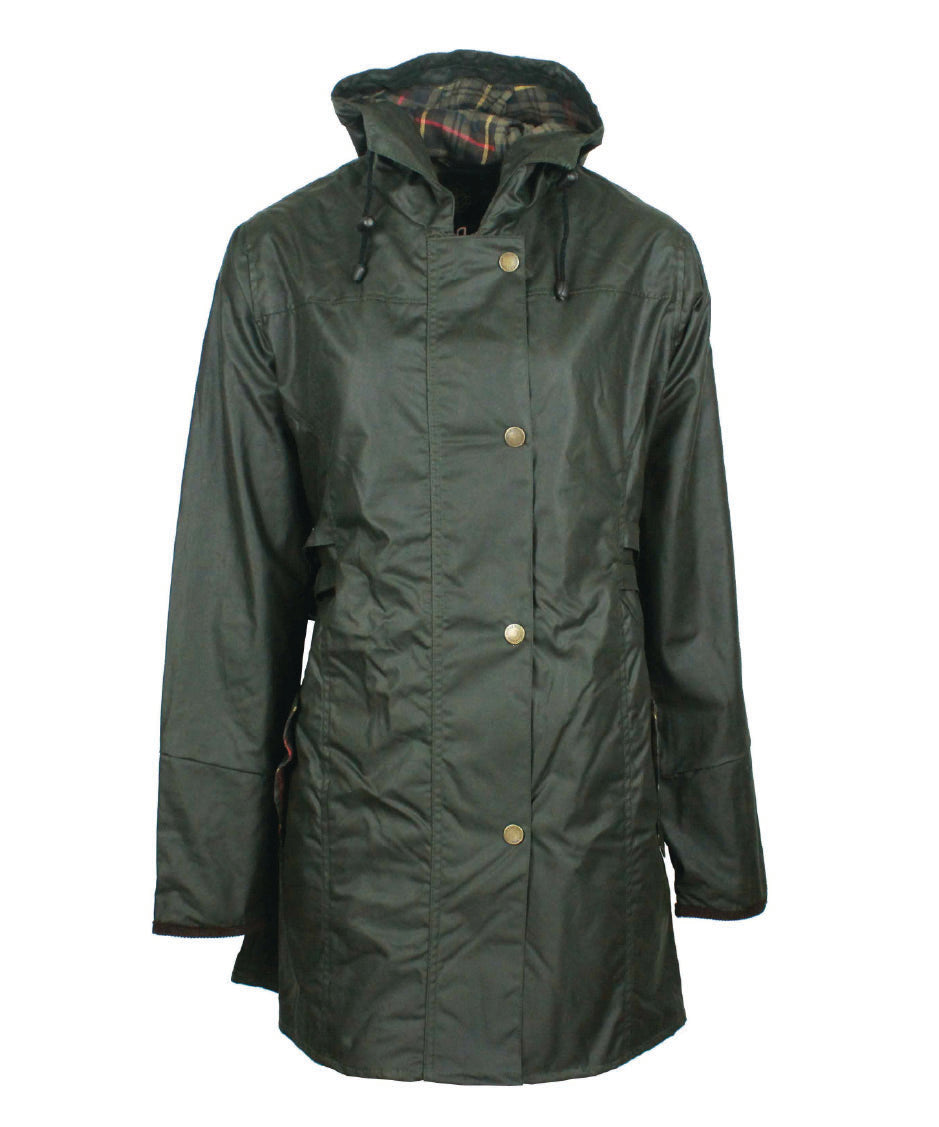 W218 - Womens Hooded Katrina Wax Jacket - OLIVE - Oxford Blue