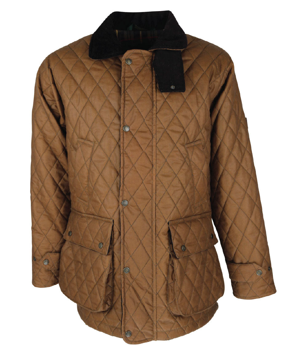 W27 - Men's Aarhus Quilted Wax Coat - SAND - Oxford Blue
