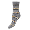 Fine knit, ribbed Wool Blend Socks with hearts - GREY - Oxford Blue