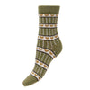 Fine knit, ribbed Wool Blend Socks with hearts - SAGE GREEN - Oxford Blue