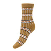 Fine knit, ribbed Wool Blend Socks with hearts - MUSTARD - Oxford Blue