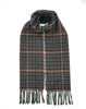 Camel/Brown Check Lambswool Check Scarf - Oxford Blue