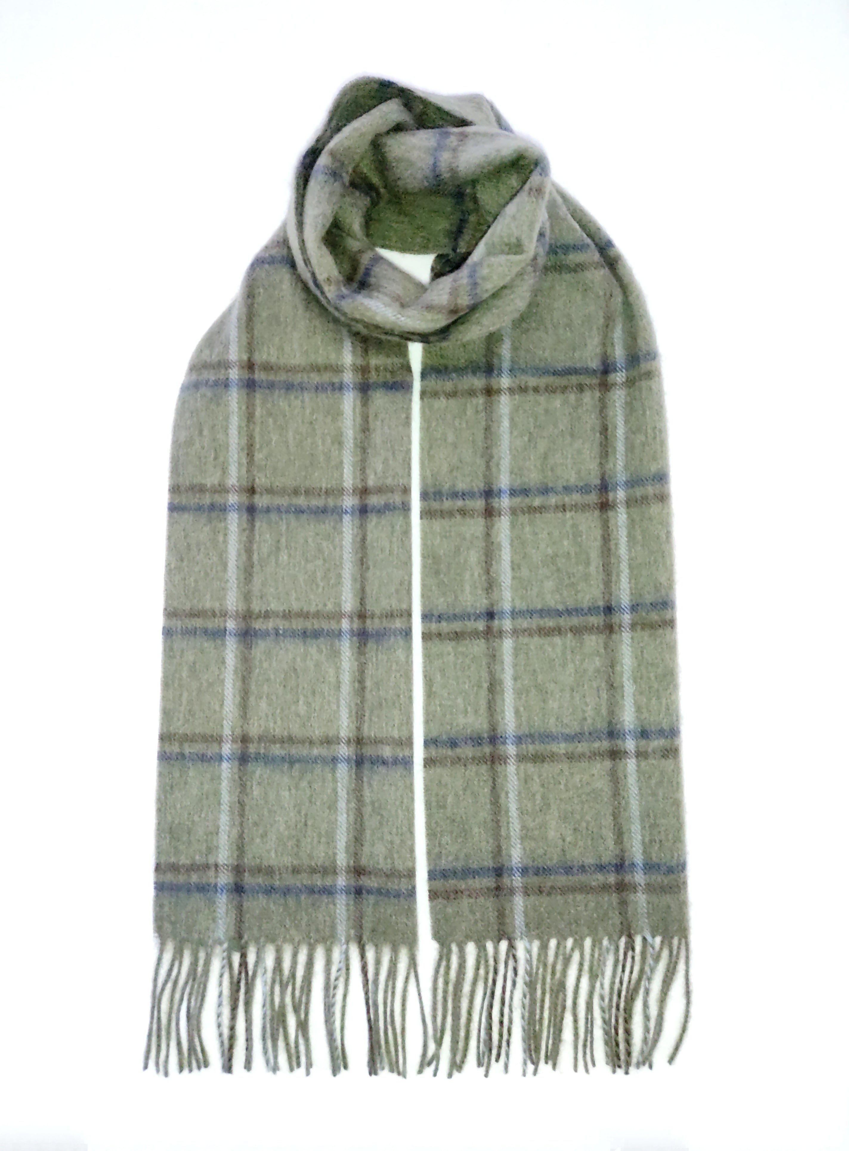 Daviot Lambswool Check Scarf - Oxford Blue