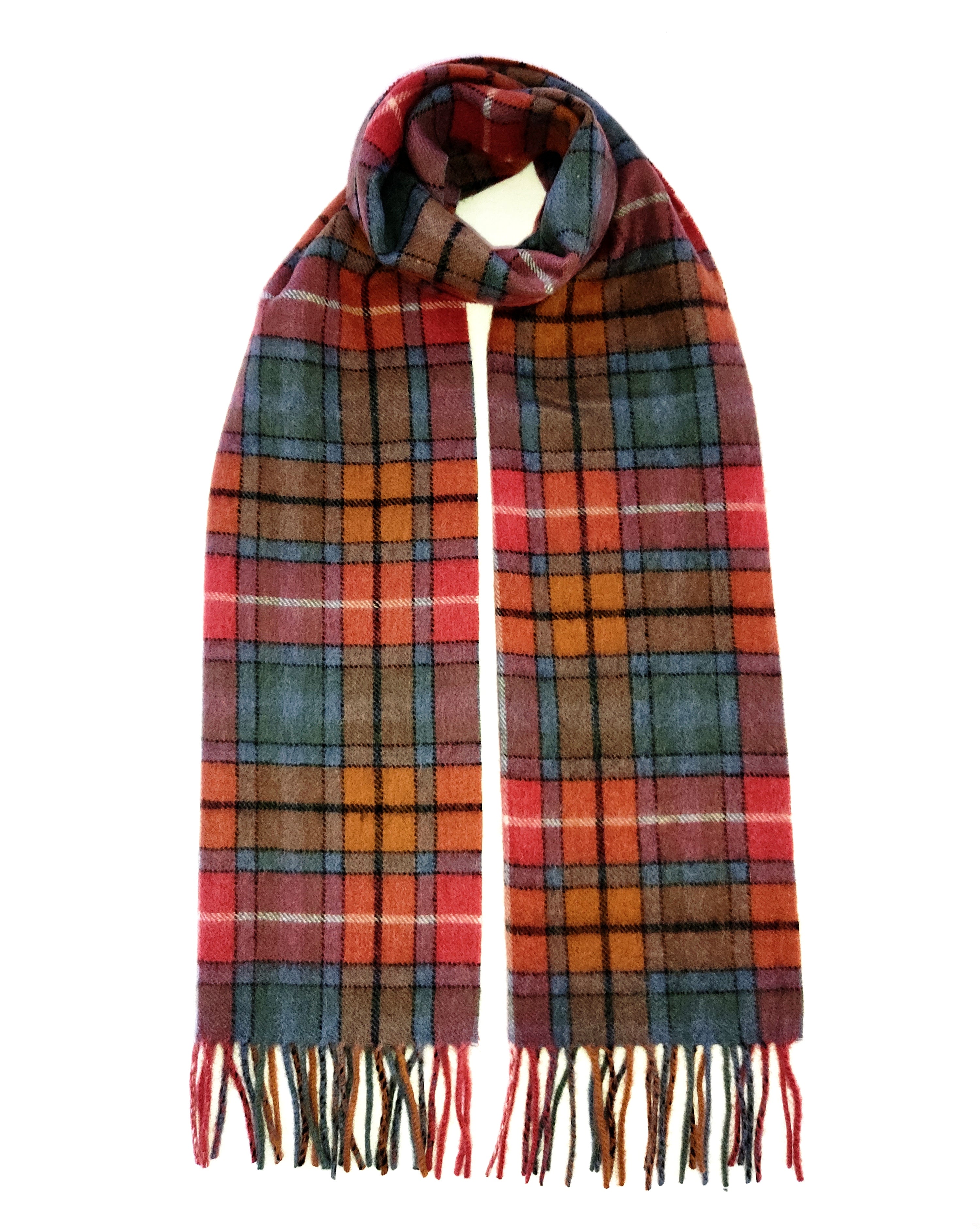 Antique Buchanan Lambswool Check Scarf - Oxford Blue