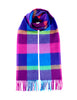 Multi Colour Lambswool Check Scarf - Oxford Blue