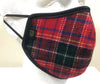 FM01 - Mix Wool Tweed Face Mask - RED CHECK - Oxford Blue