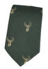 GT11 - 100% Silk Woven Tie - Stag - GREEN - Oxford Blue