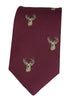 GT11 - 100% Silk Woven Tie - Stag - WINE - Oxford Blue