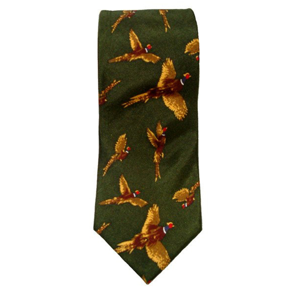 GT1 - Silk Tie - GREEN - Oxford Blue