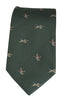 GT8 - 100% Silk Woven Tie - (2 Ducks) - GREEN - Oxford Blue