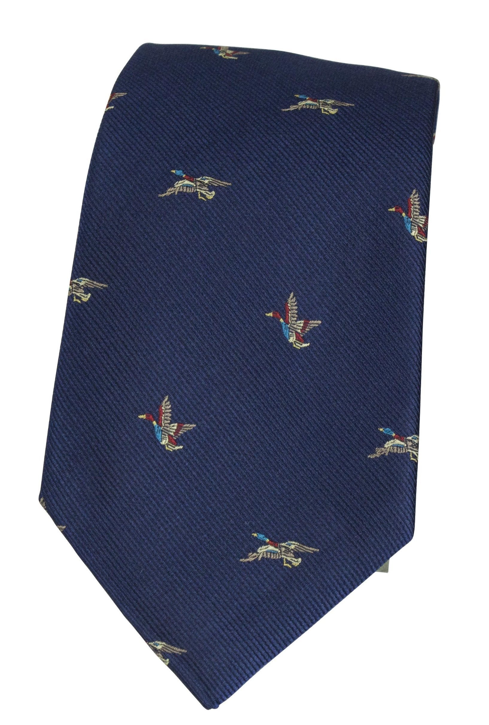 GT8 - 100% Silk Woven Tie - (2 Ducks) - NAVY - Oxford Blue
