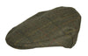 HW35 - Hunter Wool Tweed Flat Cap - GREEN CHECK - Oxford Blue