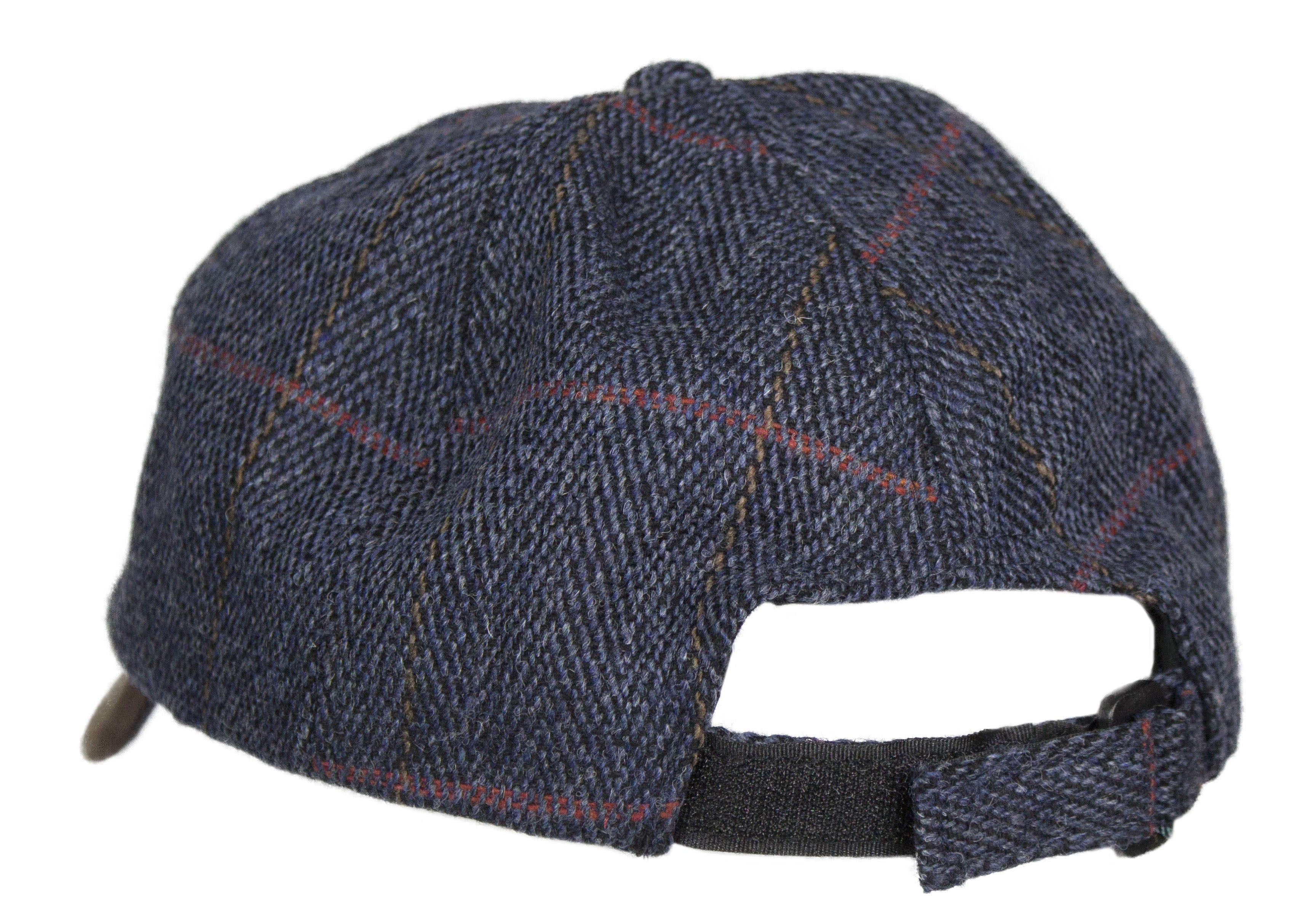 HW59 - Leather Peak Tweed Baseball Cap - NAVY - Oxford Blue