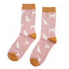 Women's Labradors Socks - Dusky Pink - Oxford Blue